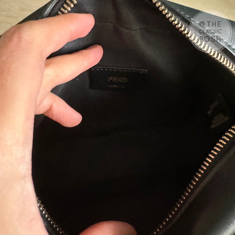 Fendi Glazed Fabric Vitello Century 1974 Stamp Black Camera Case Bag - Picture 12 of 14